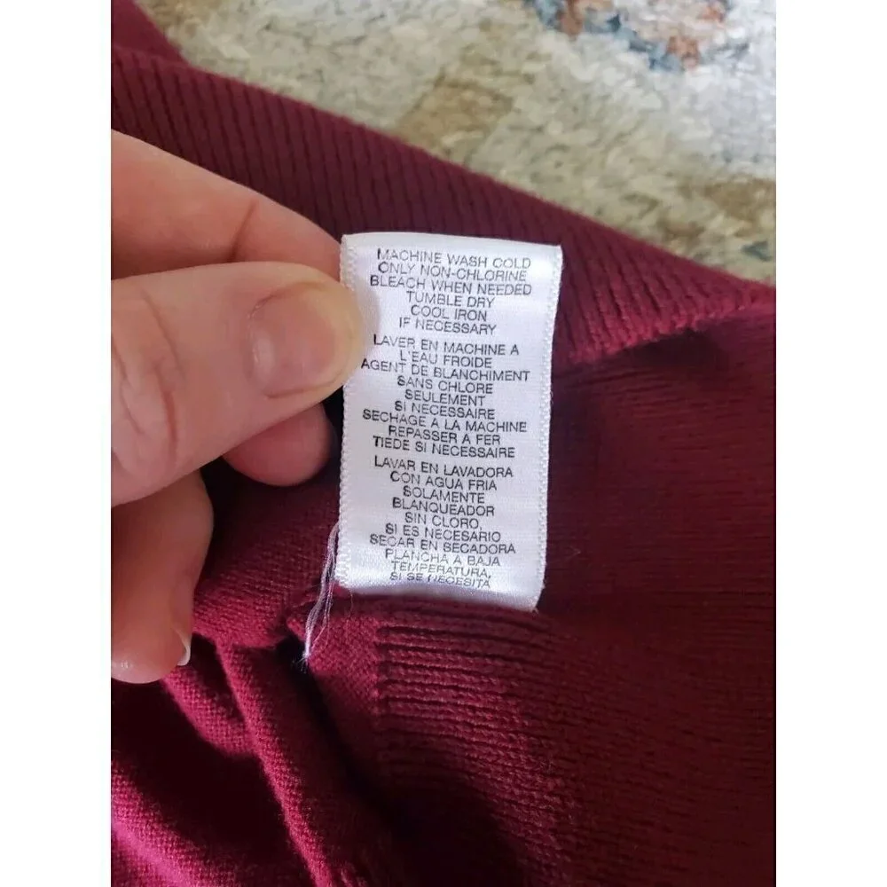 Michael Kors Sweater Mens Size XL Knit Burgundy V Neck Pullover‎ Preppy Classy